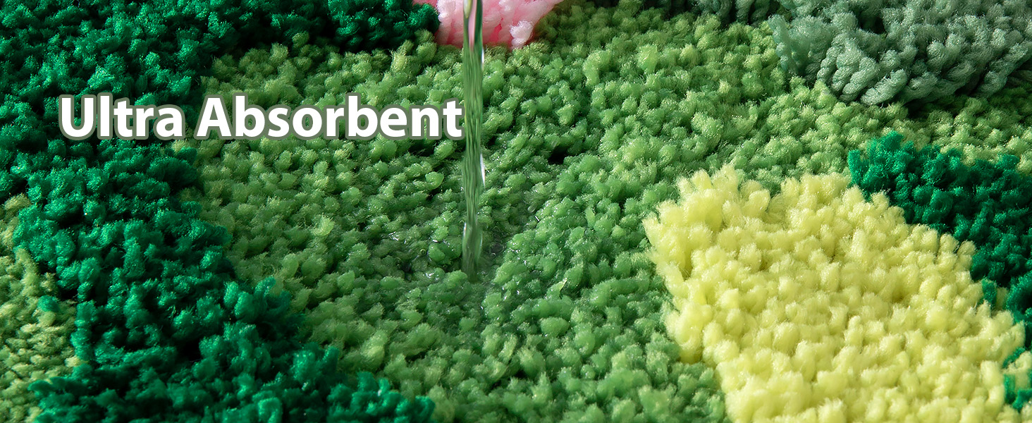 Green Moss Bathroom Flower Rug Bath Mat Non Slip Soft Absorbent Boho Bath Rugs Bathroom Floor Shower