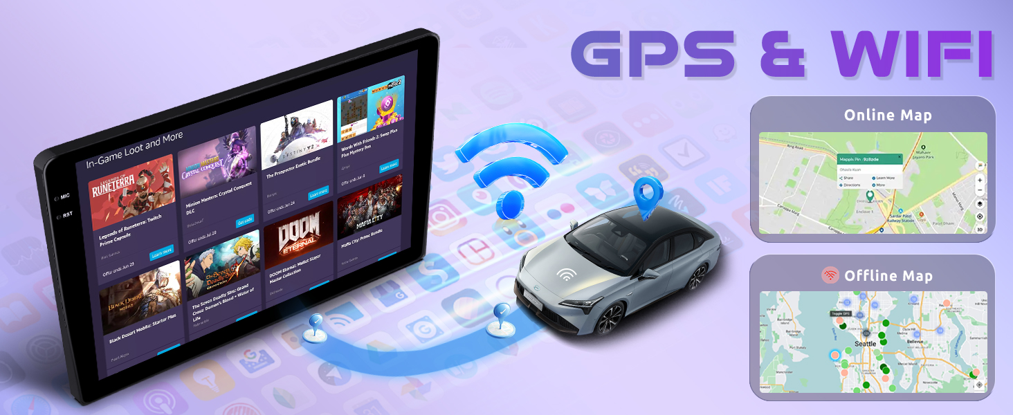 El texto dice «GPS y WIFI». Varias imágenes que muestran pantallas de teléfonos inteligentes con interfaces de mapas y funciones de rastreo por GPS.