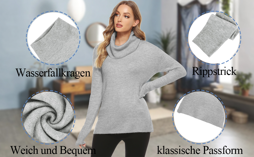 Damen Rollkragen Strickpullover