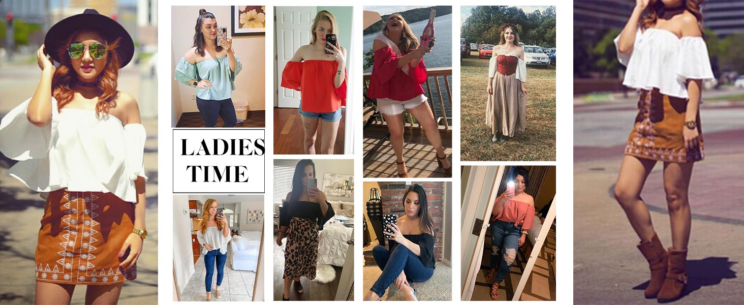 Women Plus Size Summer Off Shoulder Crop Tops Cute Casual Loose Chiffon Blouses