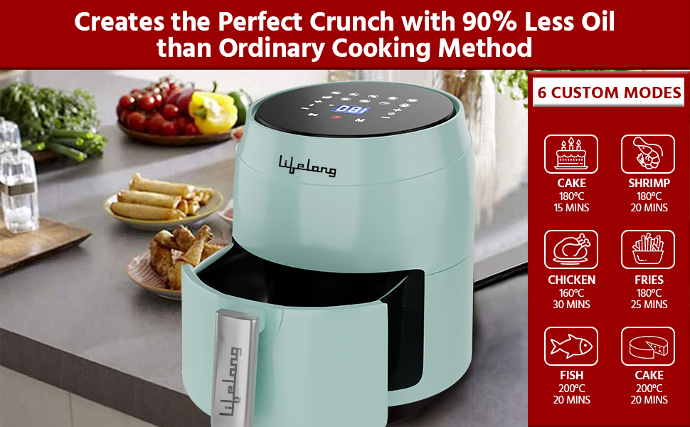 Lifelong Llhfd322 Digital Air Fryer With Touch Control 1400W 3.5L