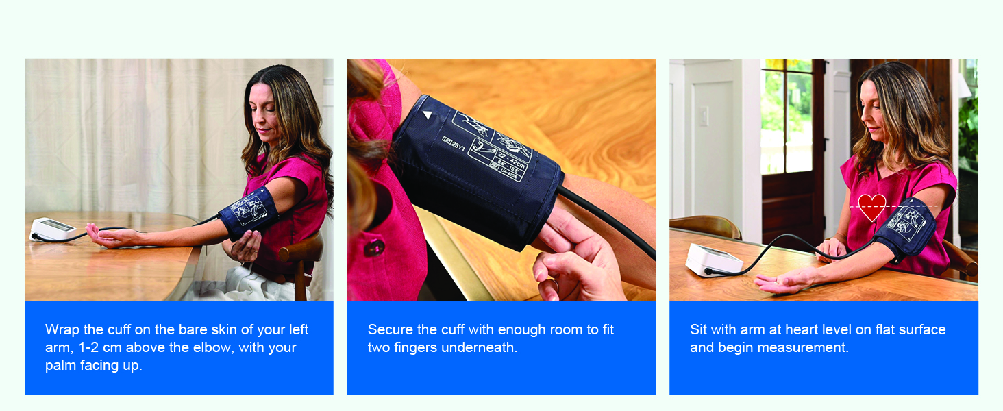 How to apply an upper arm cuff for accurate blood pressure monitoring at home