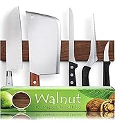 Premium 10 Inch (Small Size) Dark Walnut Wood Magnetic Knife Holder – Professional Wooden Magneti...