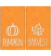FYSUIMU 2Pcs Fall Hand Towels Embroidered Cotton Bathroom Towel Pumpkin Leaf Absorbent Bath Towel...