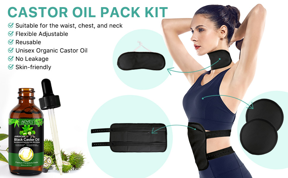 Castor Oil Pack for Liver, Castor Oil Organic, Castor Oil Pack Kit for Waist and
