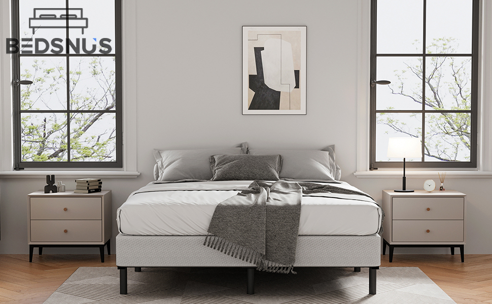 Bedsnus King Size Bed Frame, 9 Inch Metal Basics Bed Frame