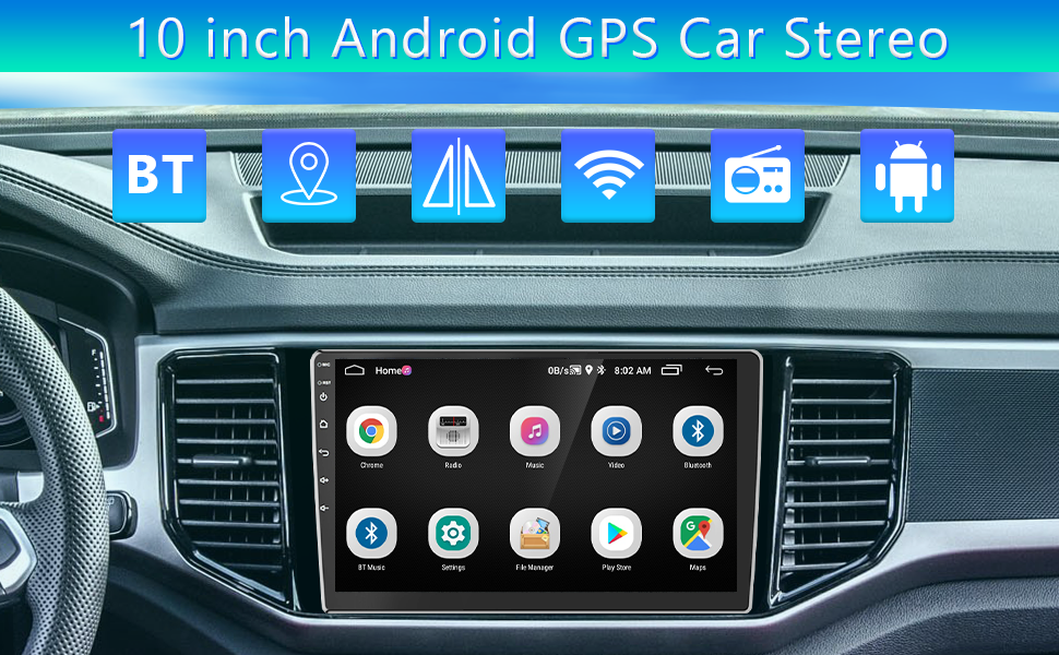 10 inch Android Car Stereo Double Din Bluetooth GPS
