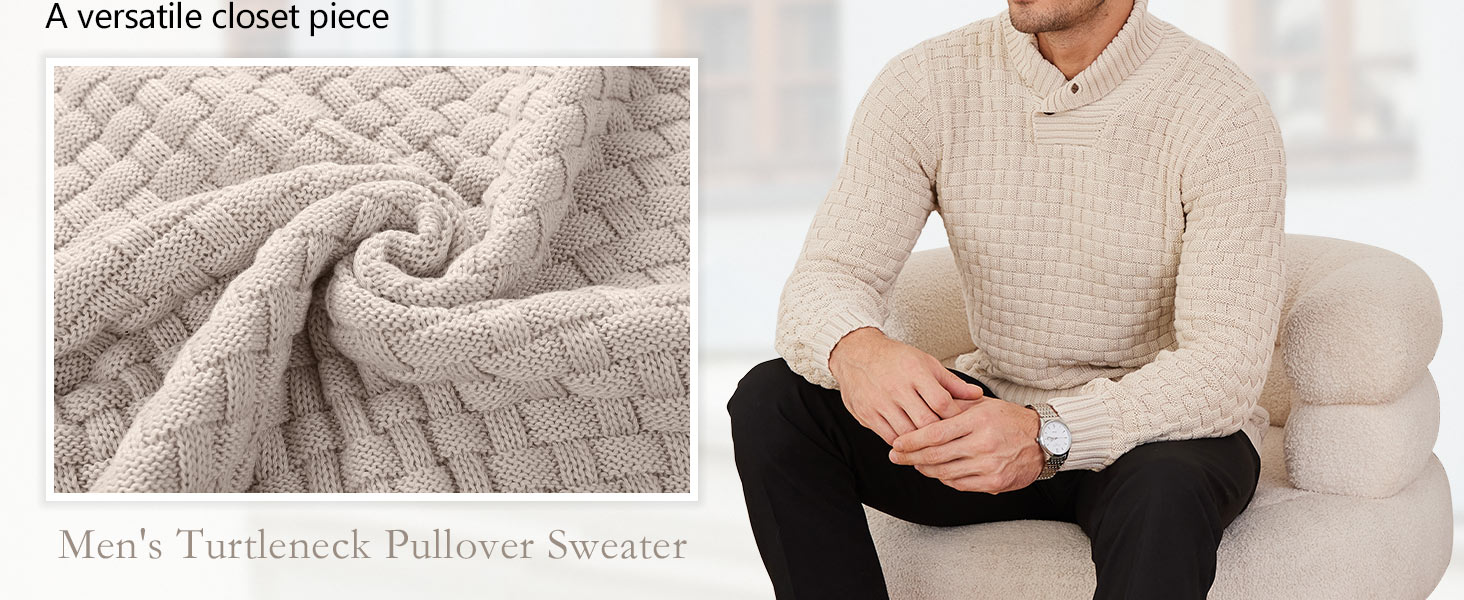 HYPESTFIT Mens Knitted Sweater Crew Neck Warm Long Sleeve Pullover Textured Ribbed Edge Top 12 1