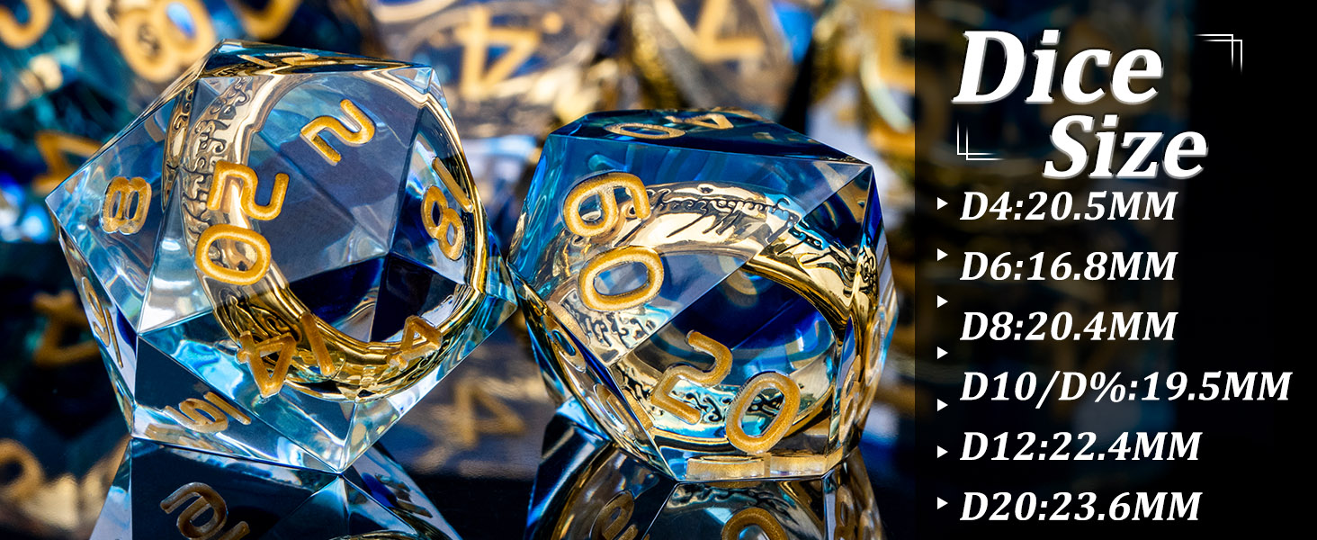 ORIFANTOU DND Dice Set Magic Rings Sharp Edge Resin Dice