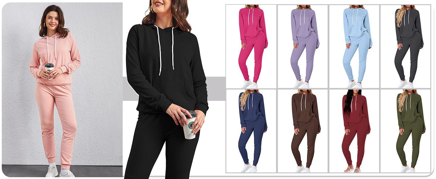 hoodie and jogger pants two piece sets for women