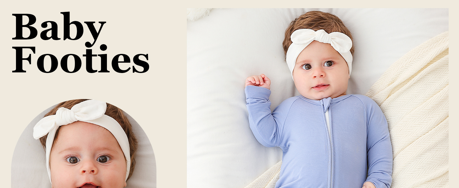 baby boy footie pajamas 0-3 months infant newborn viscose from Bamboo Sleeper Zipper footie romper