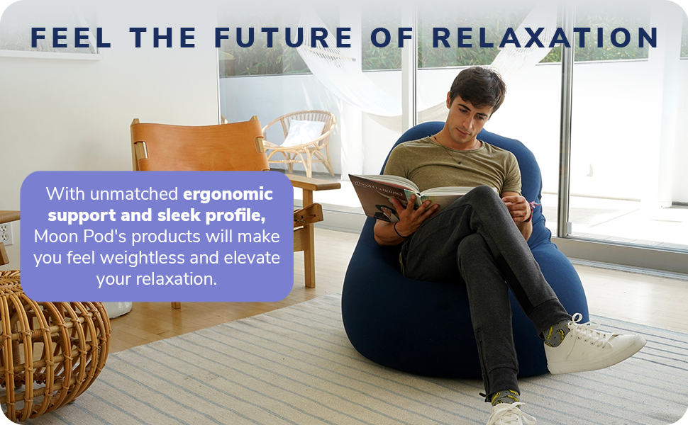 Moon Pod Adult Beanbag Chair, Navy The ZeroGravity Bean