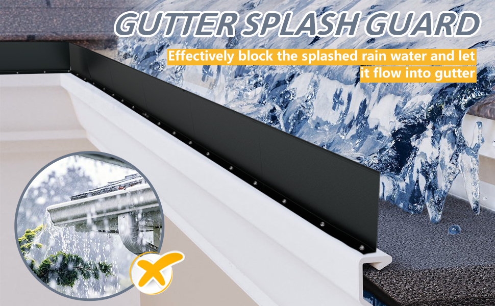 Flamorrow 4 Pack Aluminum Gutter Valley Splash Guards, Foldable