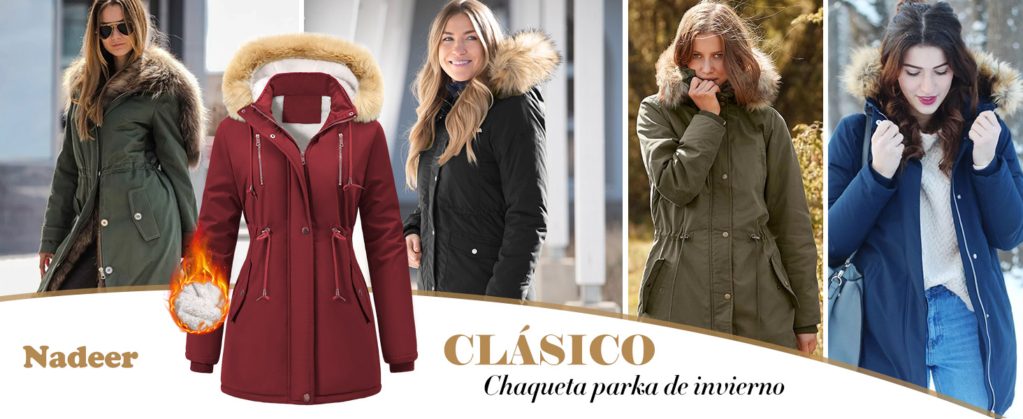 Abrigos de Mujer Parka Invierno Cremallera Chaqueta con Capucha Cálido Forro Polar Sudadera
