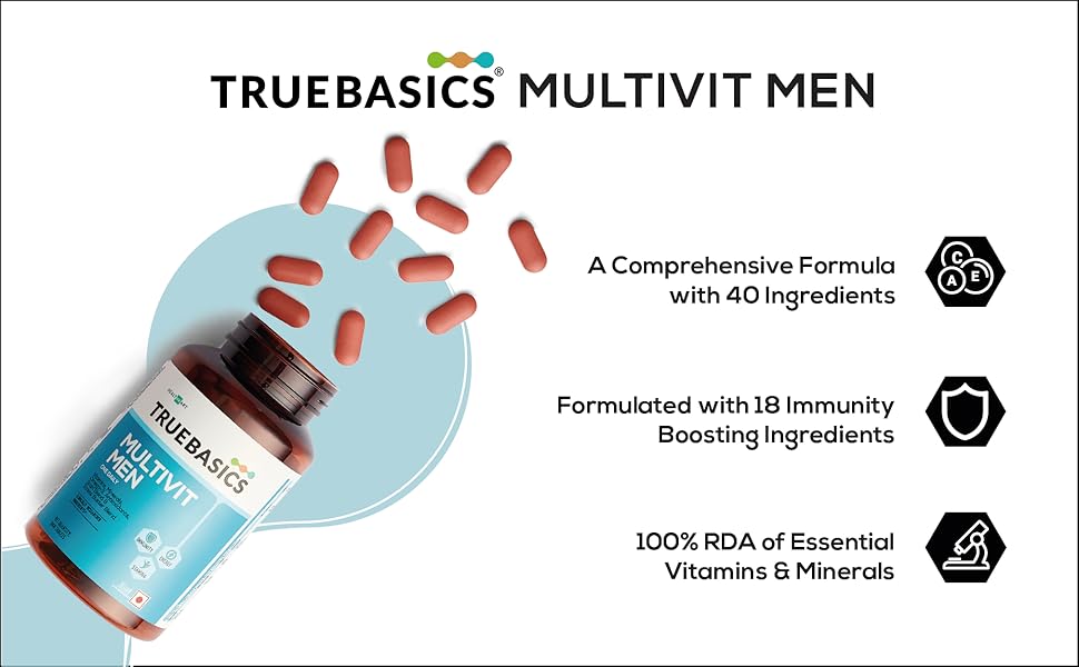 TrueBasics Multivit Men, Multivitamin For Men, With Zinc, Vitamin C ...