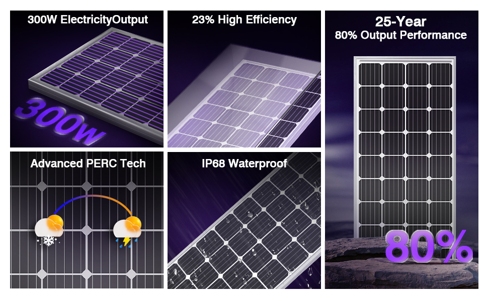 300 Watt Solar Panel 12V 23 High Efficiency Monocrystalline 600 Watt 1200 Watt