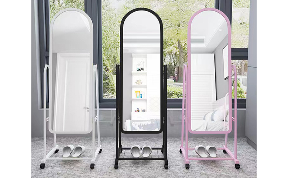 ECVV Metal Framed Decorative Dressing Floor Standing Mirror, Full Body