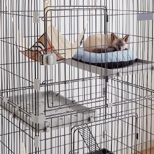 リコメン　キャット　ケージ 2段キャットハウス グレー リコメン堂 猫 ケージ 2段 おしゃれ スリム キャスター 収納