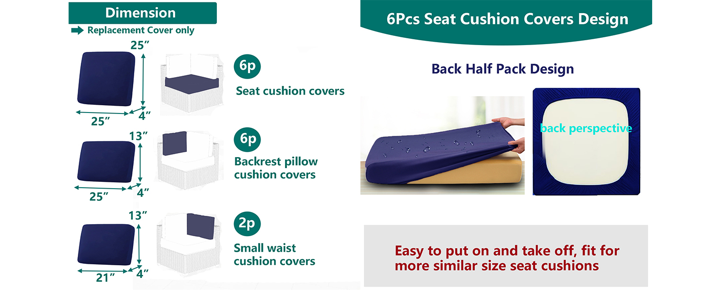 Patio Cushion Covers, Water Resistant Outdoor Cushion Cover Replacement