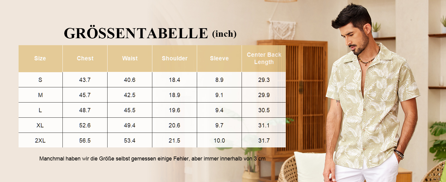 Leinenhemd Herren Hemd Kurzarm Leinenshirt Freizeithemd