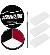 Black White Red Face Paint + 3PC Sponge + Brush, Colored Eye Black for Baseball Softball Sport Ga...