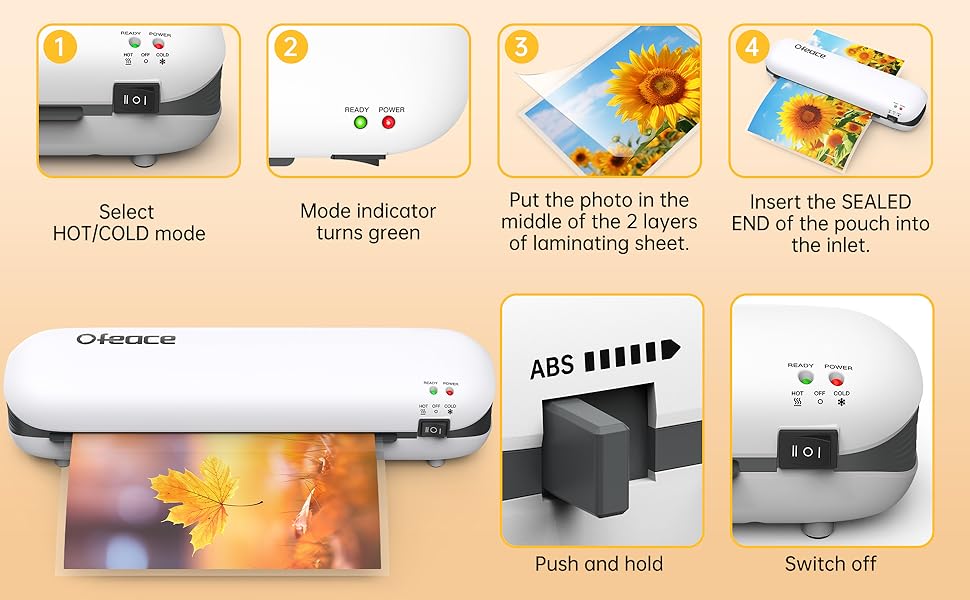 Ofeace Laminator, A4 Laminator Machine with 30 Laminating Pouches A4 A5
