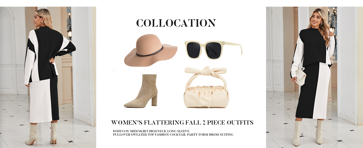 Pink Queen Women's 2 Piece Outfits 2024 Fall Winter Sweater