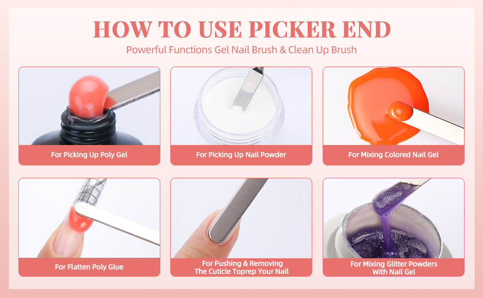 Morovan Polygel Brush 2pcs Polygel Nail Gel Brush & Picker