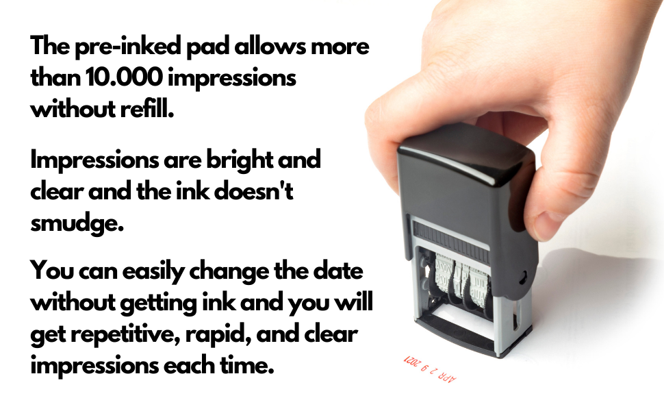 Self Inking Rubber Date Stamp, Refillable and Changeable