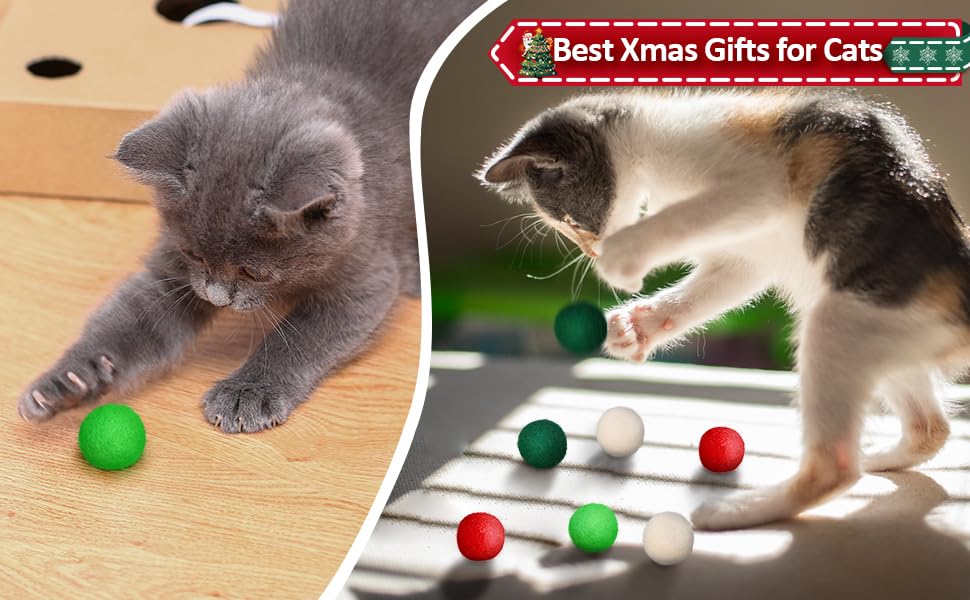 Filzbälle I Katzenspielzeug I Katzenbälle aus Filz Spielsachen aus 100% Wolle Spielbälle für Katzen