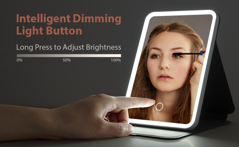 NEZZOE Travel Makeup Mirror with USB Rechargeable Folding Lighted Makeup Mirror