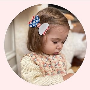 patriotic flag bow hair clips