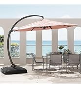 Rotihom 11FT Cantilever Patio Umbrella with Base Included, Large Cantilever umbrella with 360°Rot...