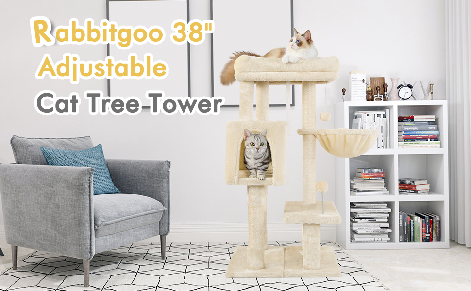 rabbitgoo Cat Tree Cat Tower with Adjustable Base, Small