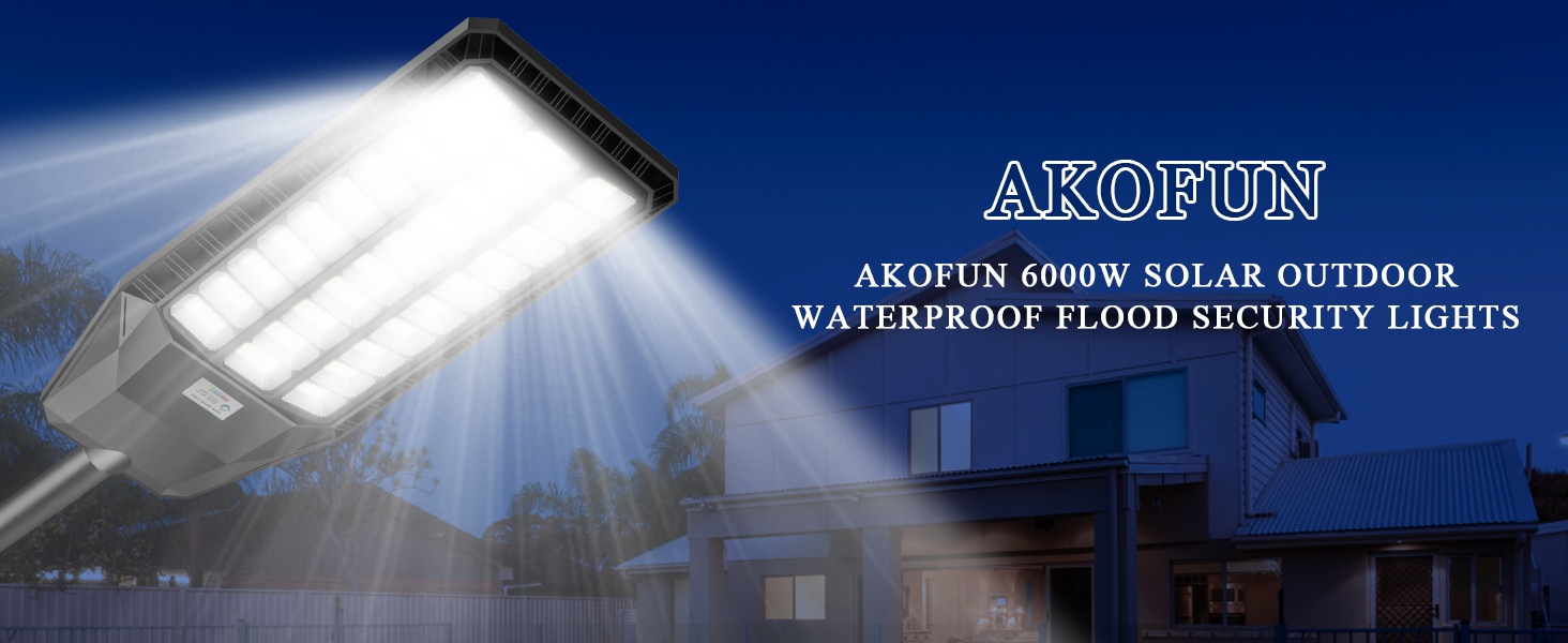 AKOFUN 6000W SOLAR OUTDOOR WATERPROOF FLOOD SECURITY LIGHTS