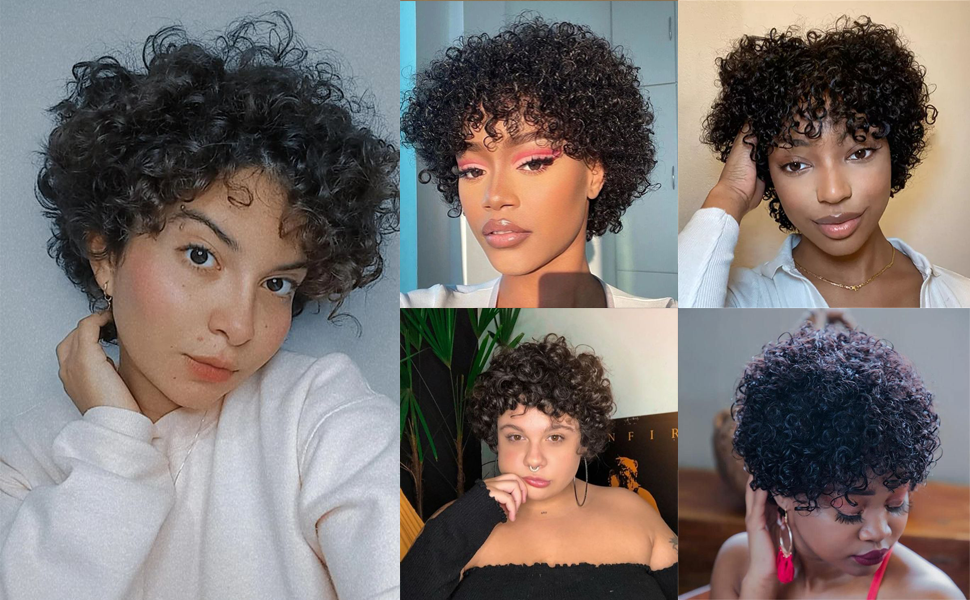 short curly human hair wig for women