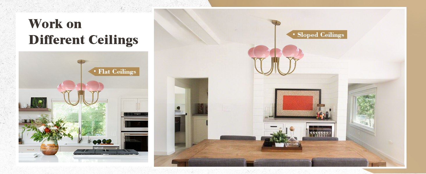 Pink Glass Ceiling Light