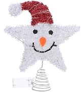 JOINPAYA Snowman Star Tree Topper: Lighted Sparkling Metal Christmas Tree Decoration for Holiday ...