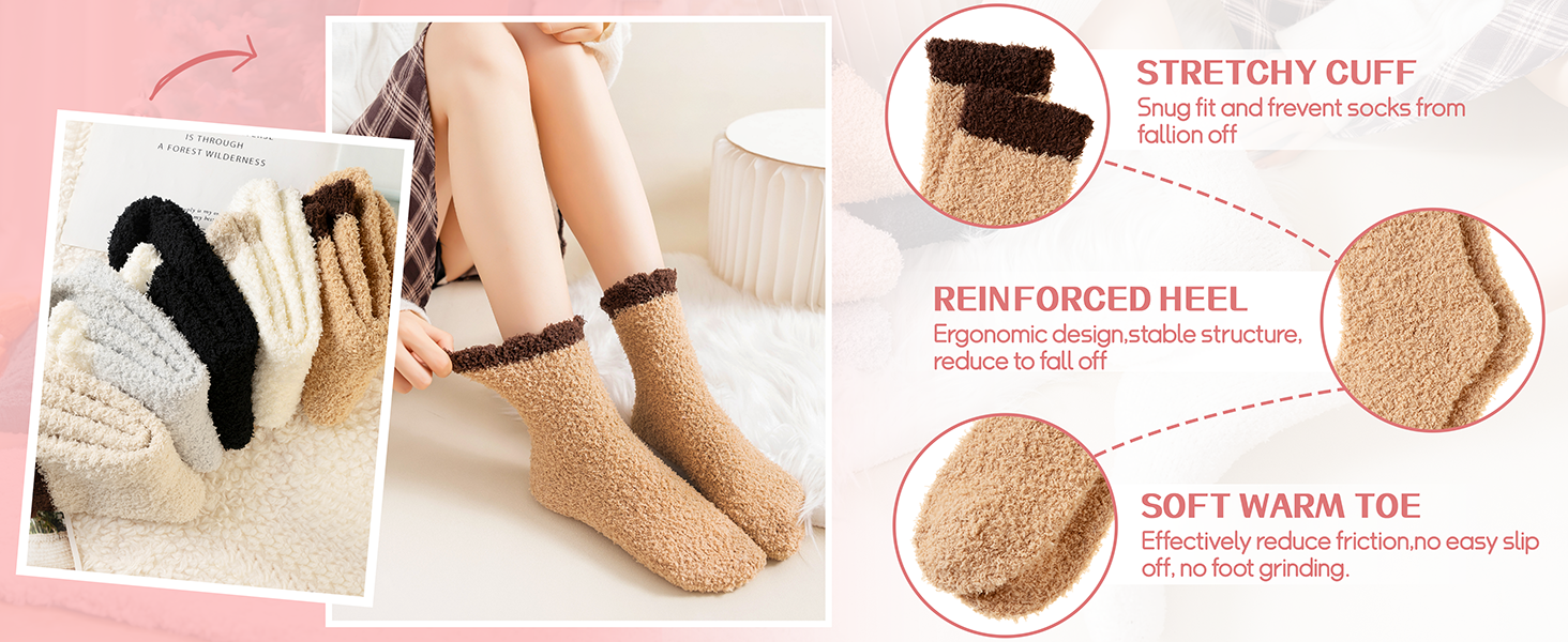 WEVIAS Womens Fuzzy Socks Slipper Fluffy Comfy Cozy Winter Soft Warm Fleece Cabin Plush Sleep Socks