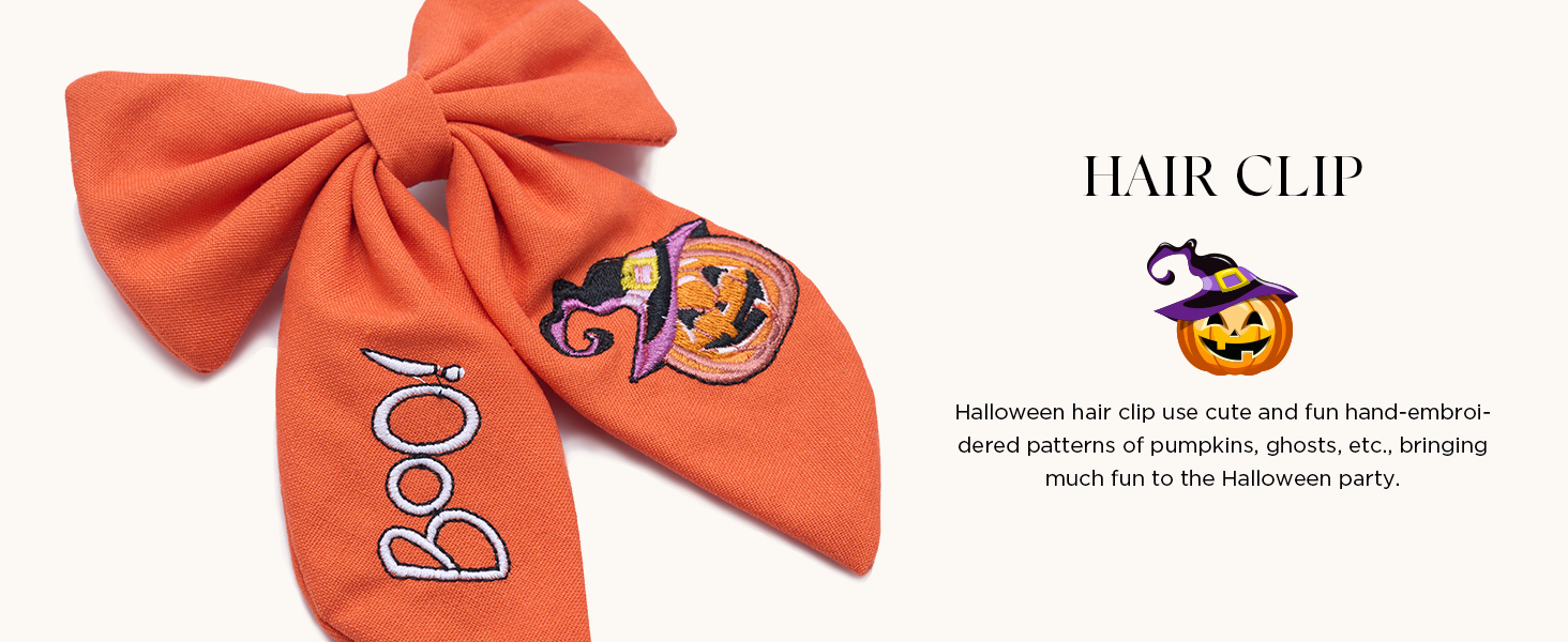 SWEETV Halloween Hair Bows Pumpkin Hair Clips Halloween