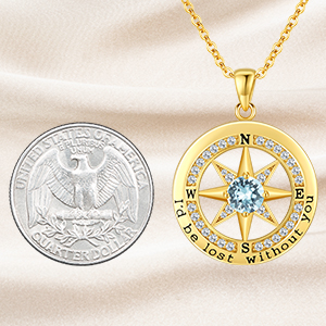 300-5 compass necklace pendant size gold