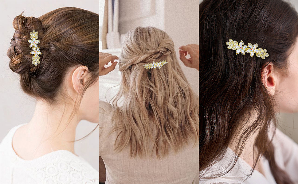 Rhinestone hair clips hair barrettes for women pearl hair claw clips bridal hair accessories