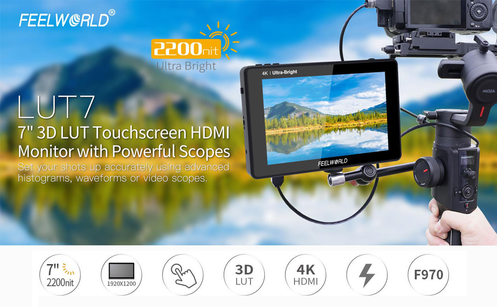 Beautiful Life 絆FEELWORLD LUT7 7インチ フィールドモニター 超高輝度 2200nit カメラビデオ モニター ...