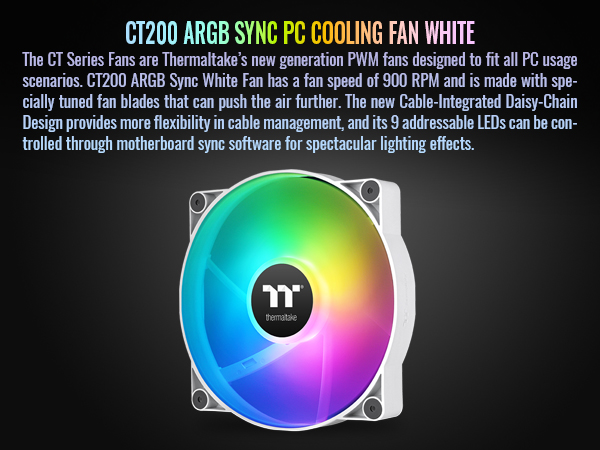 Thermaltake CT200 ARGB ホワイト PCファン CT200 ARGB Sync PC Cooling Fan White (Single Fan Pack)