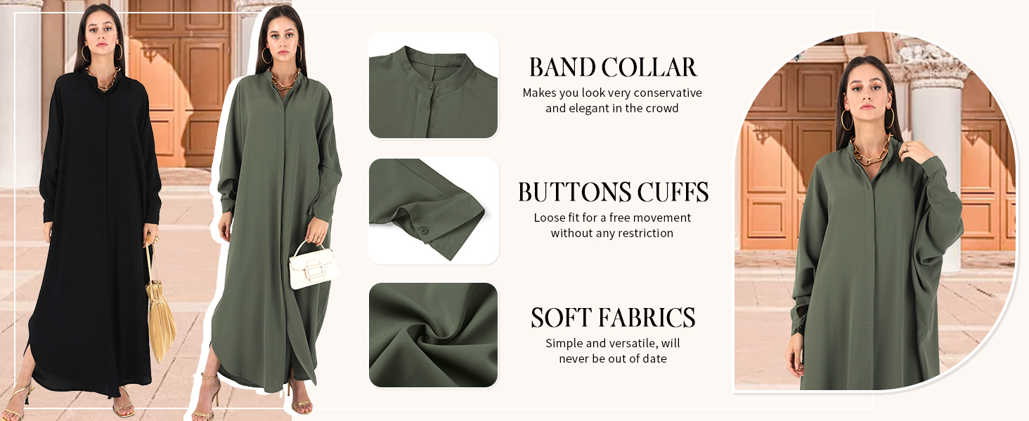 Womens Ramadan Abaya Muslim Batwing Sleeve Shirt Prayer Dress Kaftan Dubai Islamic Maxi Dress