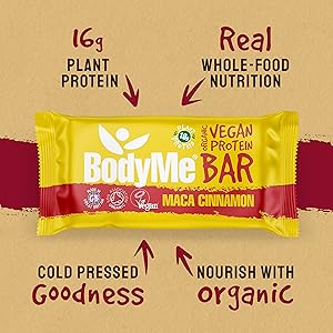 bodyme protein powder organic vegan tre ts gluten free vitamin protein bar cold press maca cinnamon