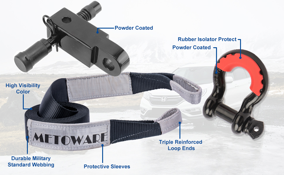 METOWARE Tow Strap Recovery Kit, 3" x 30ft (35,000lbs