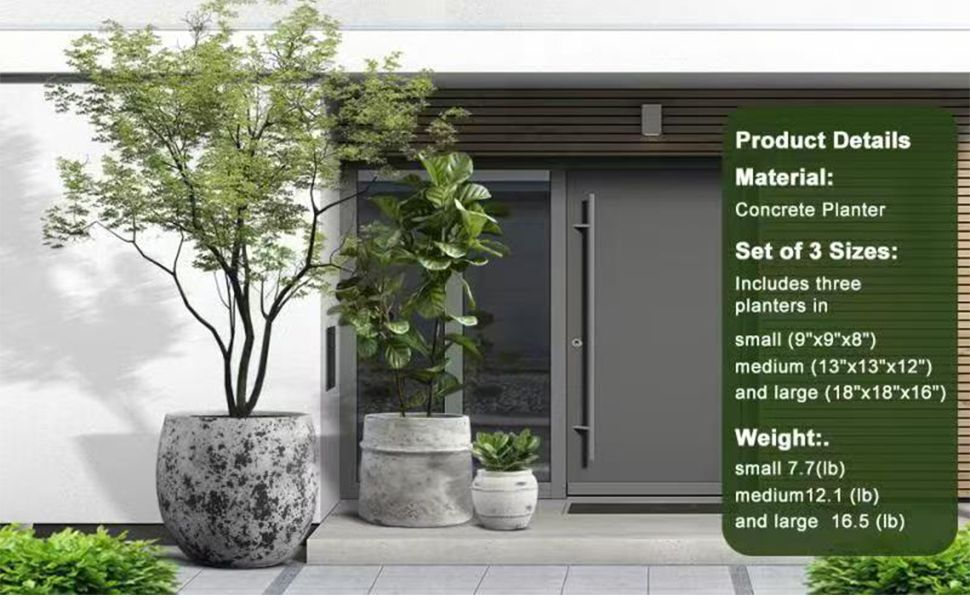 Concrete Planter Set of 3