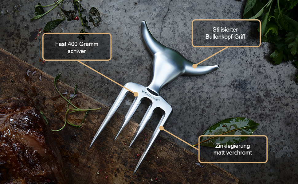 Amazon.de Steak Champ Bull Fork Fleischgabel, 16,5 cm Massive