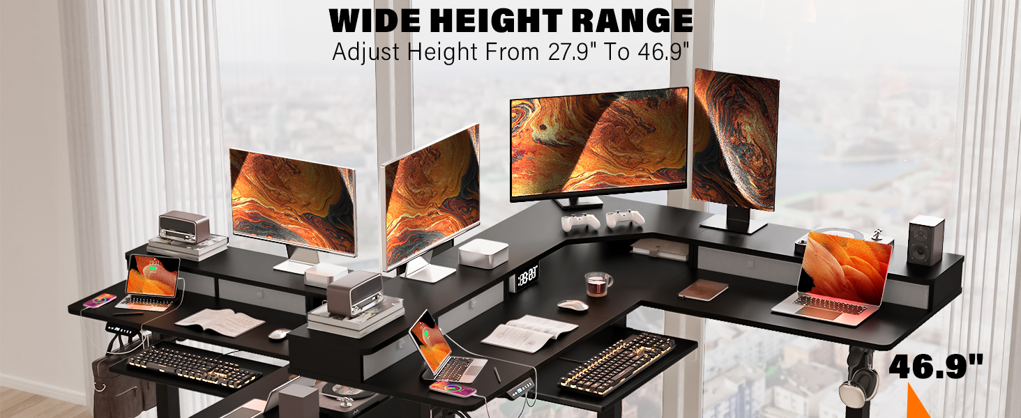 65″ L Shaped Corner Standing Desk